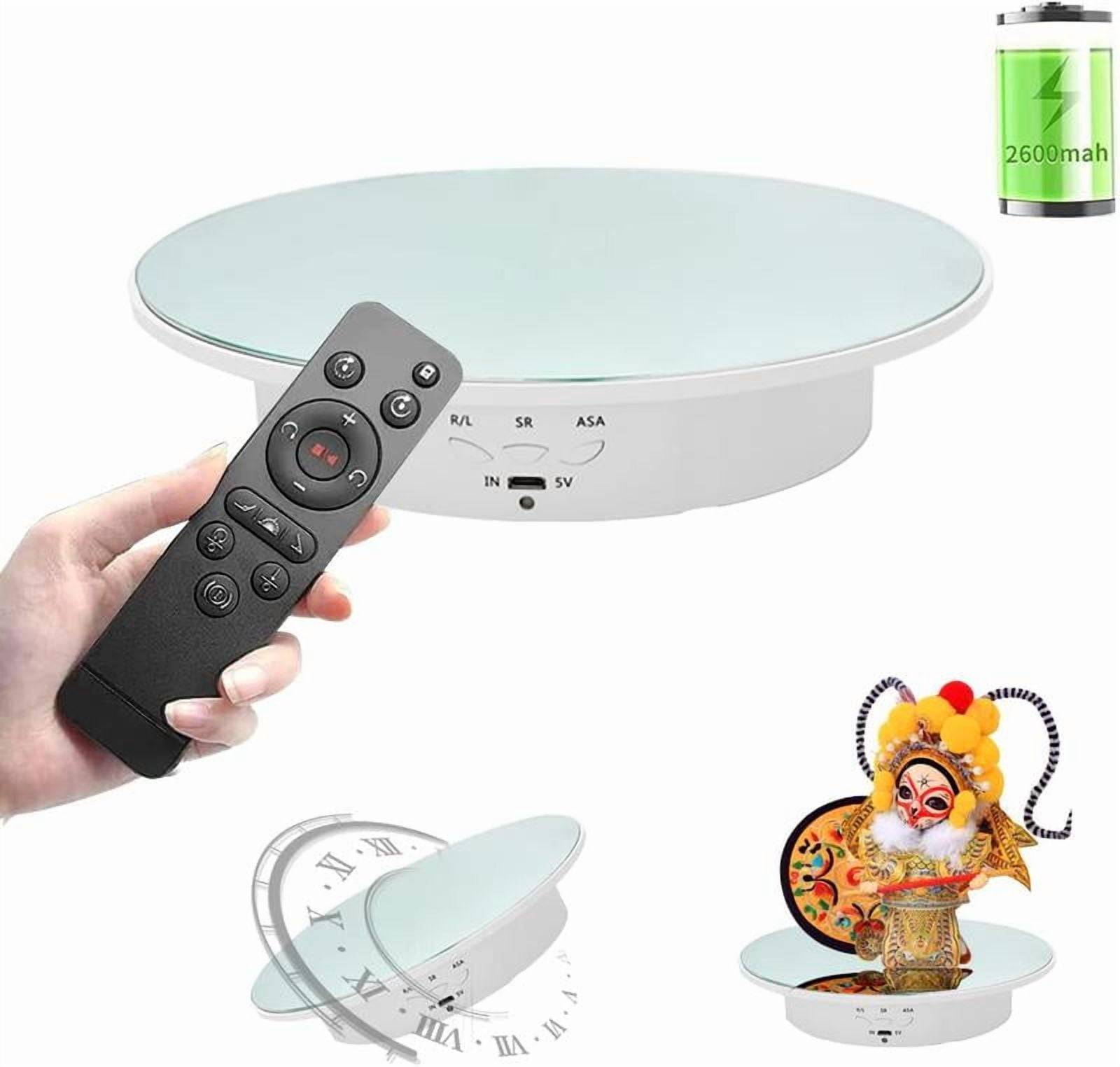 360 Degree Rotating Display Stand, White - Remote Control, Battery/USB ...