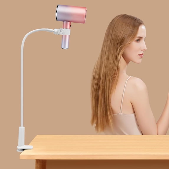 360 Degree Rotating Hair Dryer Stand, Height Adjustable Rotating Blow Dryer Hands Free Hair Stand Blow Dryer Countertop Blower Stand Rotatable Stand Holder for Bathroom,Makeup Room,Vanity White