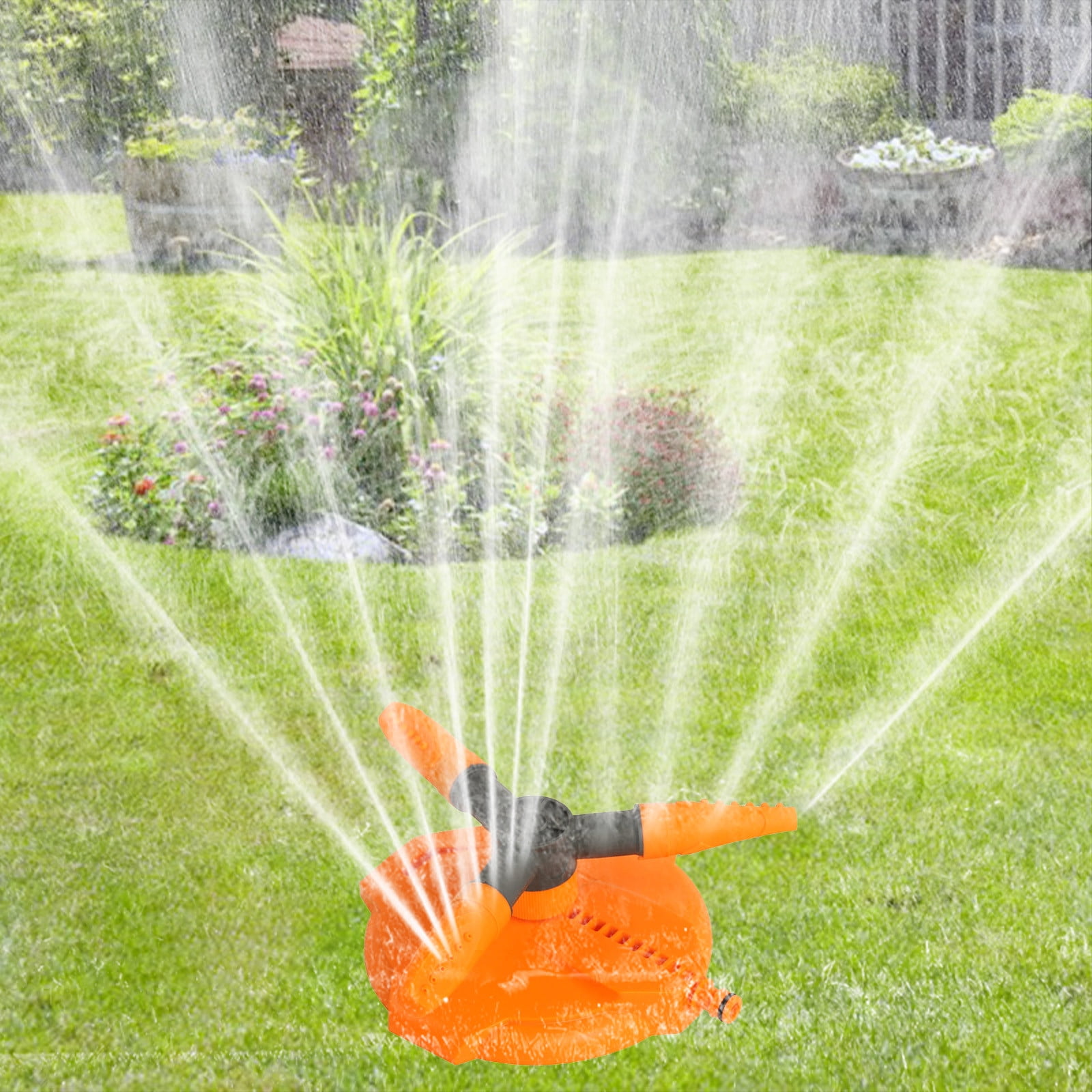 360 Degree Rotating Lawn Sprinkler, Automatic Adjustable Yard Sprinkler on Stake for Large Area Garden & Lawn, Ki-ds Play Sprinkler, Durable ABS Plastic