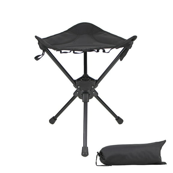 360-Degree Rotating Lightweight Triangular Aluminum Folding Stool, Portable Outdoor Swivel Camping Chair, Compact Hiking and Fishing Seat, 1-Piece Aluminum Alloy and Fabric Foldable Stool
