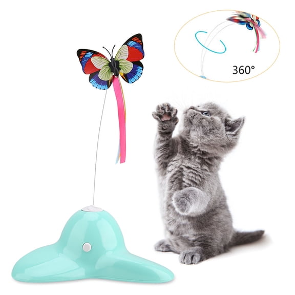 360 Degree Rotating Luminous Butterfly Cat Teaser Toy Electric Interactive Kitten Toy for Indoor Cats (7.87 x 7.87 x 3.15 inches / 20 x 20 x 8 cm)