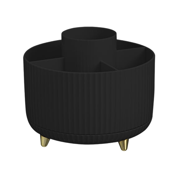 360-Degree Rotating Makeup Brush Organizer Cosmetic Storage Organization Vanity Desk Accessories Black