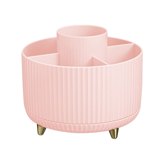 360-Degree Rotating Makeup Brush Organizer Cosmetic Storage Organization Vanity Desk Accessories Pink