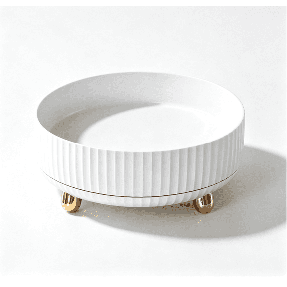 360 Degree Rotating Makeup Organizer Tray, ABS Large Capacity Skincare Storage Caddy with Gold Feet for Bathroom Vanity Dresser Counter