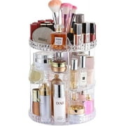 360 Degree Rotating Makeup Organizer for Bathroom,4 Tier Adjustable Spinning Cosmetic Storage Cases and Make Up Holder Display Cases,Clear