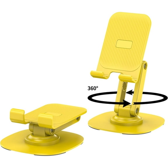 360° Degree Rotating Mobile Phone Holder,Fully Adjustable Foldable Desktop Phone Holder Stand Base,Foldable Desktop Cell Phone Stands for iPhone17 16 15 Pro Xr Xs Max X Plus iPad Samsung(K69-Yellow)
