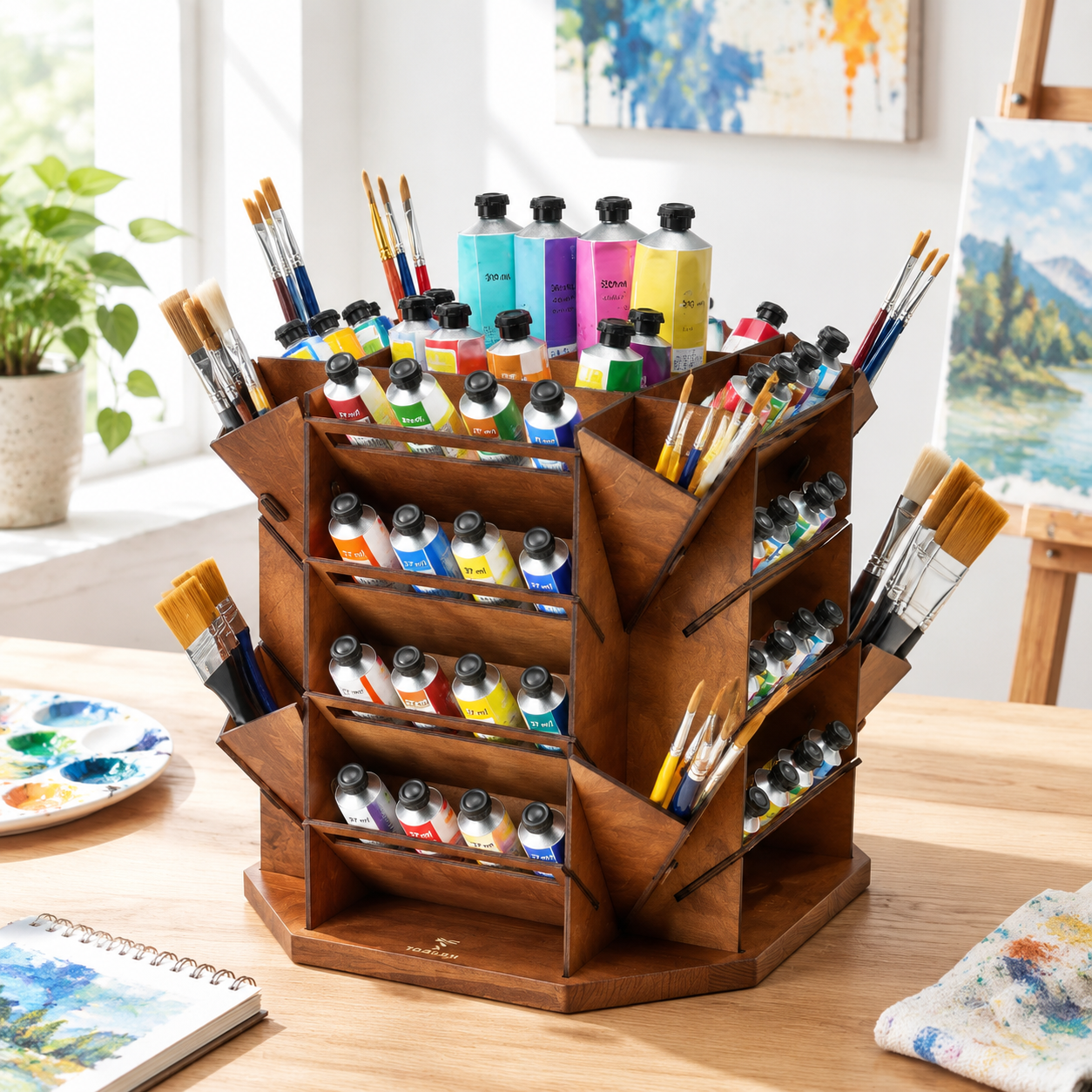 360-Degree Rotating Paint Tube Organizer for Artists, Large Capacity ...