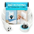 thumbnail image 1 of 360 Degree Rotating Power Strip - White Extension Cord with Flat Wall Plug - Power Cord Extension for Home, Office - 10 Ft, 1 of 7