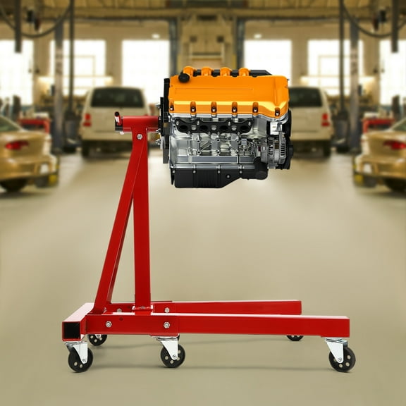 360 Degree Rotating Red Auto Repair Rebuild Steel Engine Stand Folding Motor Hoist Dolly Mover Jack for Rotation Disassembly Assembly Work