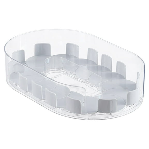 360 Degree Rotating Refrigerator Storage Tray, Removable Beverage Organizer, Kitchen Countertop Caddy, 1 Piece Plastic Washable, for Pantry Bathroom Office, Multi Purpose Spinning Rack