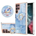 thumbnail image 1 of 360 Degree Rotating Ring Stand Case for Samsung Galaxy S23 Ultra,Dteck Shockproof Marble Patterned TPU Case Kickstand Slim Back Cover, Blue, 1 of 6