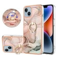 thumbnail image 1 of 360 Degree Rotating Ring Stand Case for iPhone 15 Plus,Dteck Shockproof Marble Patterned TPU Case Kickstand Slim Back Cover, Gold, 1 of 6