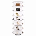 thumbnail image 1 of 360 Degree Rotating Shoe Rack 7 Tier Spinning Shoe Tower Carousel Storage Round Shoe Rack Vertical Handbag Organizer for Closet White Finish Space Saving, 1 of 7
