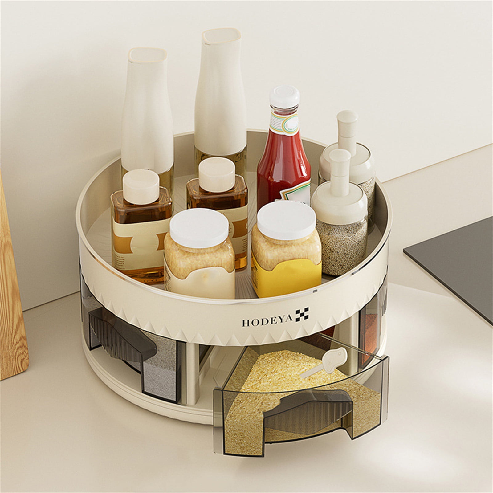 360-Degree Rotating Spice Rack Organizer - Multifunctional Kitchen ...