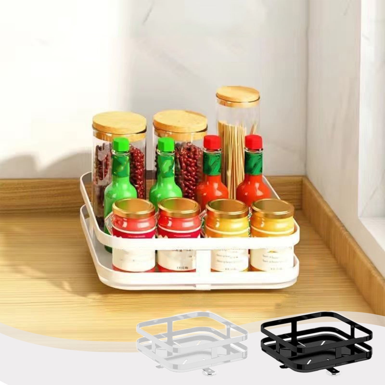 360 Degree Rotating Spice Rack Organizer, White Metal Countertop ...