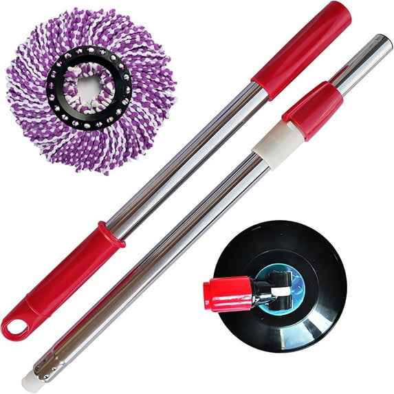 360 Degree Rotating Telescopic Replacement Mop Handle | Reinforced Plastic Disc & Stainless Steel Pole | Fits 6.5 Inch Mop Buckets | Extends to 47.6 Inches | Easy Tool-Free Installation