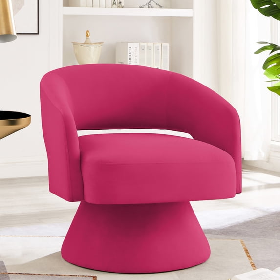 360 Degree Rotating Velvet Chair, Rose Pink, Stylish Armchair For Living Room, Bedroom, Office Modern Pink Hue, Comfortable