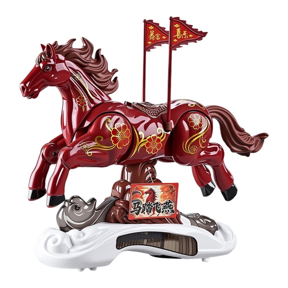 360 Degree Rotating Walking Toy Horse with LED Lights, Dynamic Moving Plush Pony with Obstacle Avoidance, Galloping Stuffed Animal for Chinese New Year, Interactive Kids Gift