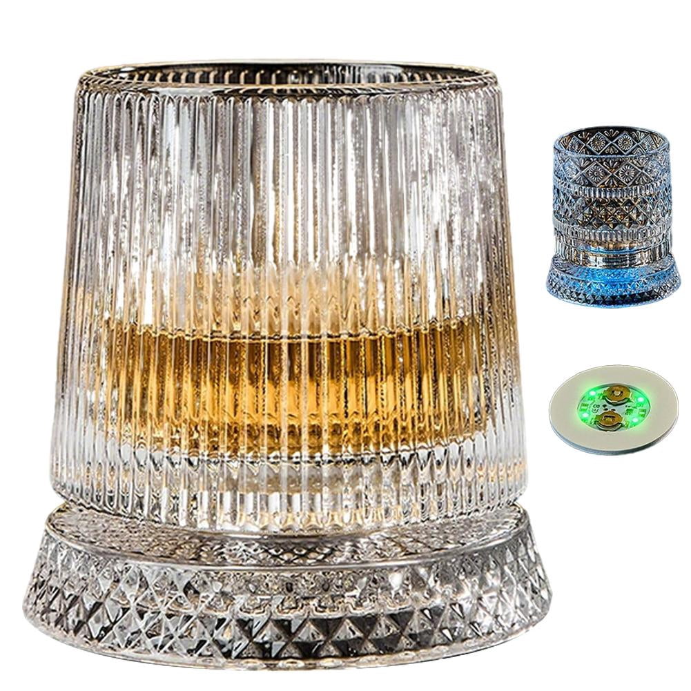 360 Degree Rotating Whiskey Glass with Light up Stand, LED Crystal Wine ...
