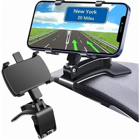 360 Degree Rotation Dashboard Car Phone Holder - Multifunctional One Hand Operation Clip Design Phone Mount Suitable 4-6.5 inch Phones