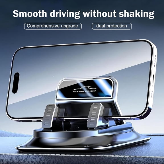 360 Degree Rotation Dashboard Phone Holder for Car, Anti-Slip Grips & One-Hand Operation Car Cell Phone Mount with Adjustable Spring Clip, Compatible with All Smartphones