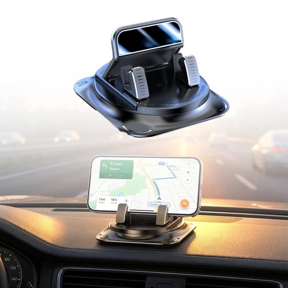 360 Degree Rotation Dashboard Phone Holder for Car,enlarged Silicone Adhesive Base, One-hand Install & Release, for Universal Smartphone Fit