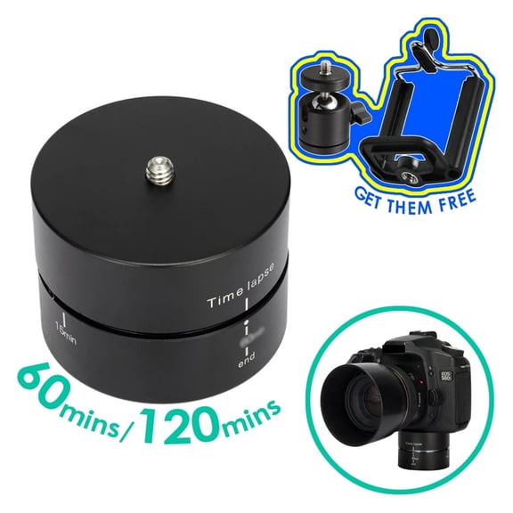 360 Degree Rotation Mount 60 120 Minutes Time Lapse Panorama Pan Head For Smart Phone Light Camera 3kg Capacity