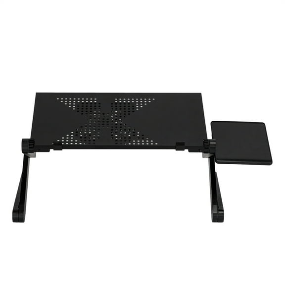 360-Degree Rotation Multifunctional Portable Folding Table with Fan & Mouse Black