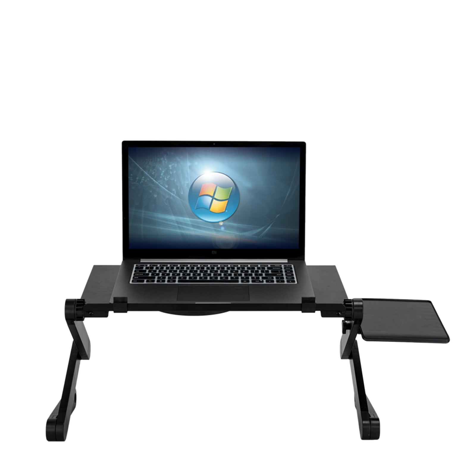 360-Degree Rotation Multifunctional Portable Folding Table with Fan & Mouse Black