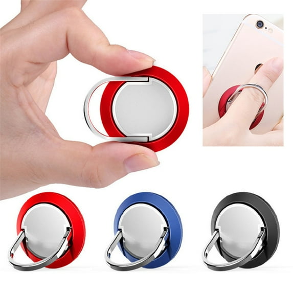 360 Degree Rotation Ultra Thin Phone Finger Ring Stand for Car Magnetic Holder,Red