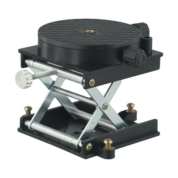 360 Degree Router Lift Table, Adjustable Height Rotating Engraving Stand with Level Bubble - Compact Woodworking Lab Stand for Milling, ABS Stainless Steel Black