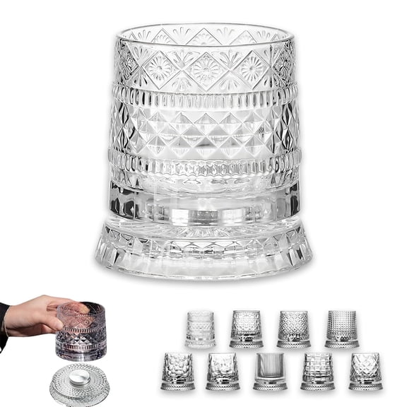 360 Degree Spinning Crystal Glasses,9.87OZ High-Density Crystal Glass with Rotating Base for Home Bar Daily Leisure
