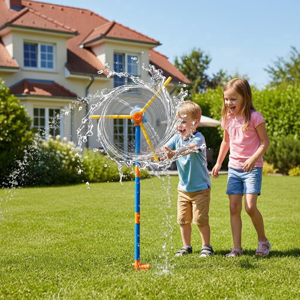 360-Degree Spinning Windmill Water Sprinkler, Fun Outdoor Yard Toy for Kids and Pets, Summer Splash Lawn Waterer