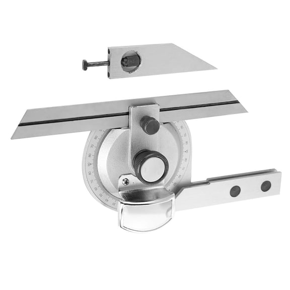 360 Degree Steel Universal Bevel Protractor Angle Finder Measuring Ruler with Magnifying Glass High Precision Angle Measuring Tool for Machining 0-360 Range 13x5 in / 33x13 cm