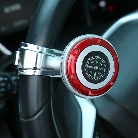 360 Degree Steering Wheel Booster Knob Alloy Bearing Non-Slip ABS Carbon Fiber Texture for Easy Turning Reversing Tight Maneuvers Car Accessories Black Red