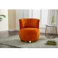 thumbnail image 1 of 360-Degree Swivel Accent Armchair with Wide Upholstered Seat and Metal Base, Round Barrel Chairs in Fluffy Velvet Fabric for Living Room, Bedroom, Orange, 1 of 8