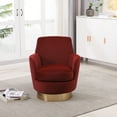 thumbnail image 1 of 360-Degree Swivel Accent Armchair with Gold Stainless Steel Base, Round Barrel Chairs in Velvet for Living Room, Bedroom, Red, 1 of 8
