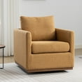 thumbnail image 1 of 360-Degree Swivel Accent Armchair with Rubber Wood Base, Modern Linen Fabric Lounge Sofa Chair for Living Room, Bedroom, Mustard Yellow, 1 of 7