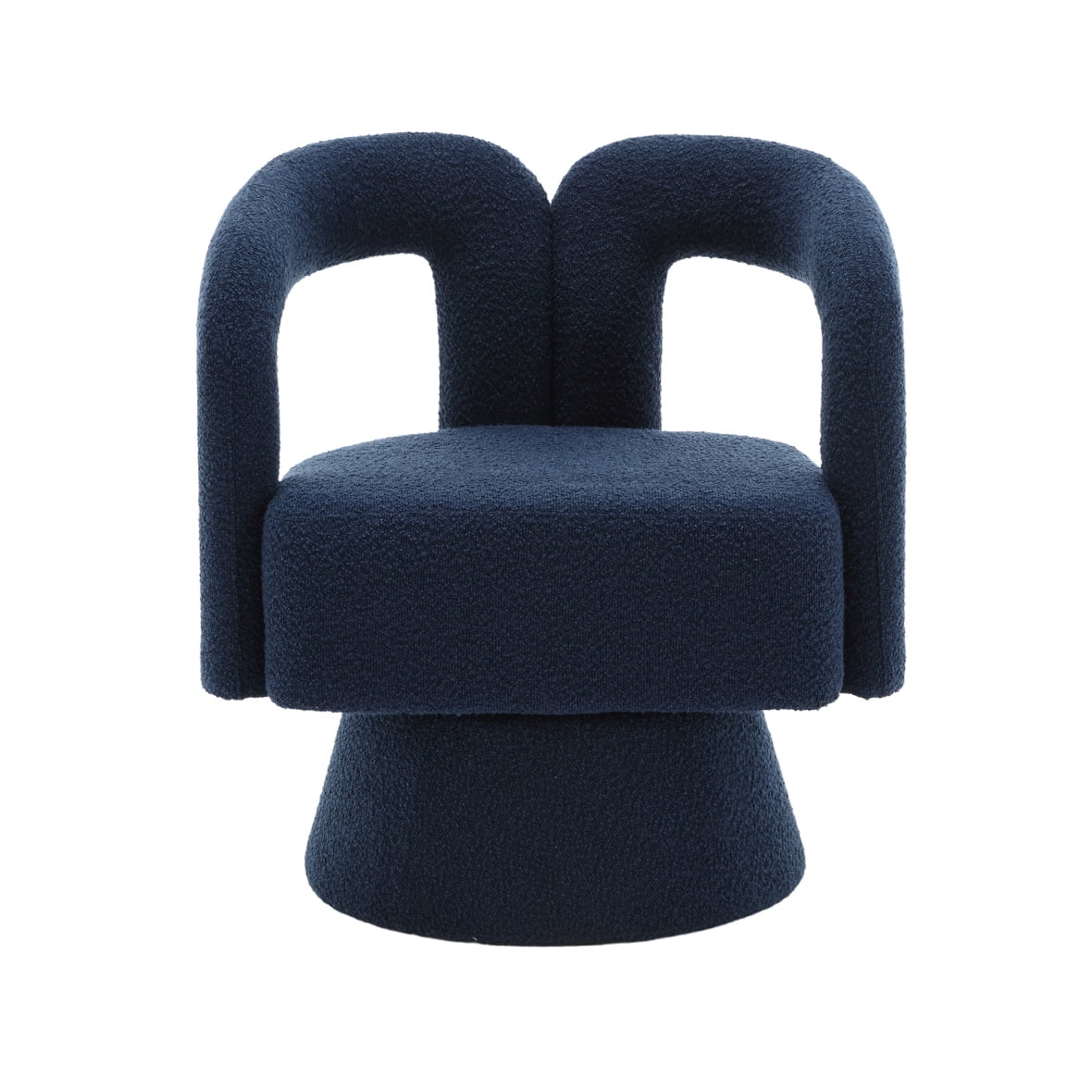 Tarn Accent Chair with 360 Swivel, Barrel Style Shape, Blue Polyester main image 1