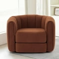 thumbnail image 1 of 360-Degree Swivel Accent Chair, Comfy Teddy Upholstery Barrel Chair , 37" Pumpkin-Shaped Accent Chair for Living Room, Bedroom, or Office, Brown, 1 of 8