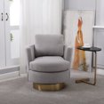 thumbnail image 1 of 360 Degree Swivel Accent Chair with Removable Cushions, Teddy Round Barrel Armhair with Gold Stainless Steel Base, Modern Reading Chair for Bedroom, Living Room, Office, Grey, 1 of 7