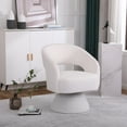 thumbnail image 1 of 360-Degree Swivel Accent Chair with Wrap-Around Backrest, Round Barrel Chair with Soft Padded Seat, Leisure Club Armchair for Living Room Bedroom, White, Easy to Assemble, 1 of 7