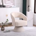 thumbnail image 1 of 360-Degree Swivel Accent Chair with Wrap-Around Backrest, Round Barrel Chair with Soft Padded Seat, Leisure Club Armchair for Living Room Bedroom, Beige, Easy to Assemble, 1 of 7