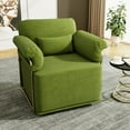 thumbnail image 1 of 360 Degree Swivel Arm Chair - Modern Square Design with Gold Metal Legs, Upholstered Seat & Anti-Slip Footrest, Multi-Purpose Lounge Chair for Living Room, Bedroom, Home Office - Green, 1 of 9