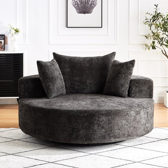 360 Degree Swivel, Backrest Support - Single Chenille Sleeper for Living Room