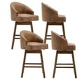 thumbnail image 1 of 360 Degree Swivel Bar Stools, Counter Height Barstools, Modern Upholstered Bar Stools with Nailhead Trim Bar Chairs, 27 Inch Kitchen Island Bar Chair, Solid Wood Legs(Coffee Polyester,Set of 4), 1 of 9