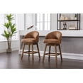 thumbnail image 1 of 360 Degree Swivel Bar Stools Set of 2, Counter Height Bar Chairs with Back and Footrest, Polyester Counter Height Bar Stools with Arm for Kitchen Dining Room, Coffee, 1 of 8