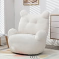 thumbnail image 1 of 360 Degree Swivel Barrel Chair, Teddy Short Plush Particle Velvet Armchair with Stable Metal Base, Cartoon Shaped Accent Chair for Living Room Bedroom Dorm, White, 1 of 7
