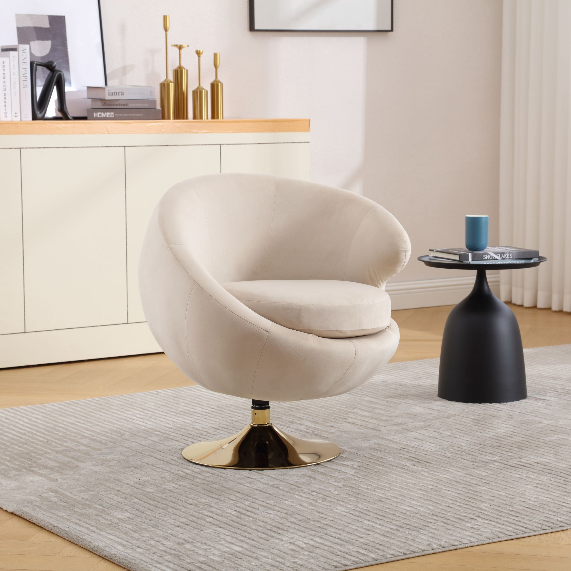 360 Degree Swivel Cuddle Barrel Accent Chairs, Round Armchairs With ...