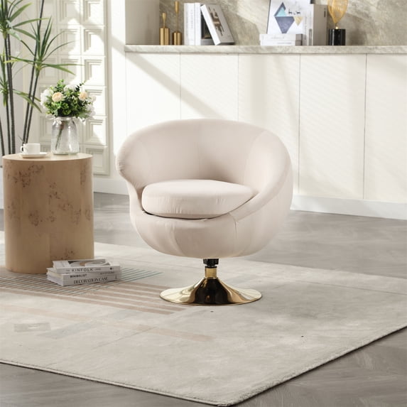 360 Degree Swivel Cuddle Barrel Chairs, Round Accent Armchairs with Wide Seat, Velvet Single Sofa Chair for Living Room, Bedroom, Office, Small Spaces